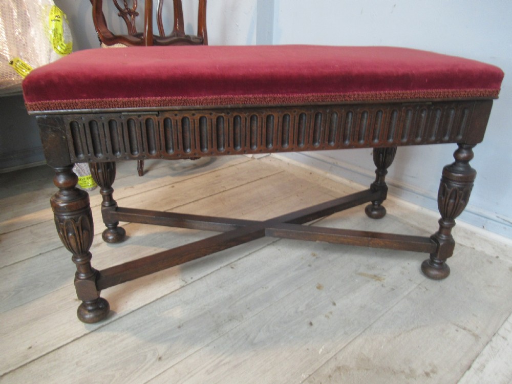 Oak 1920s   piano or dressing stool, with lid storage View VI