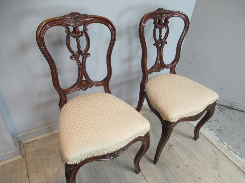 Pair of decorative  walnut Victorian side chairs View IX
