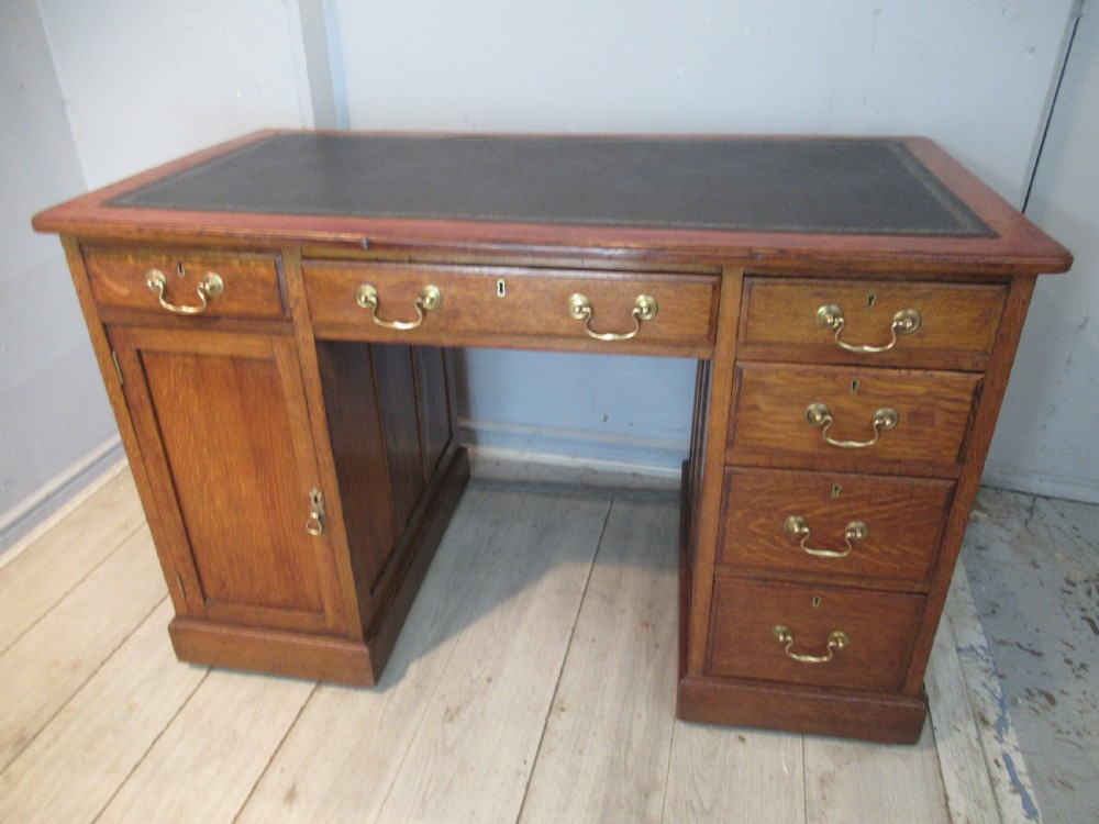 Oak  knee hole desk   View II
