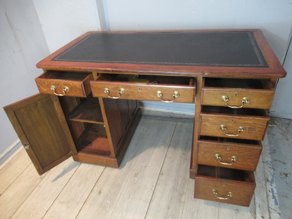 Oak  knee hole desk   View VI