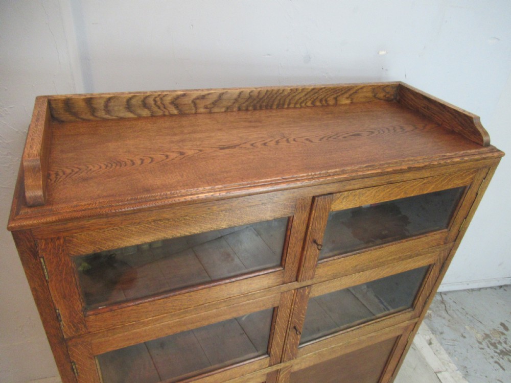 Oak  four glass and two panel doors bookcase View IV