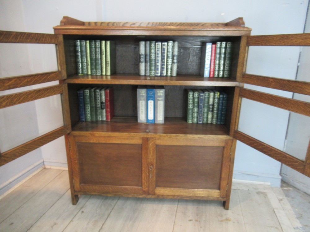 Oak  four glass and two panel doors bookcase View VI