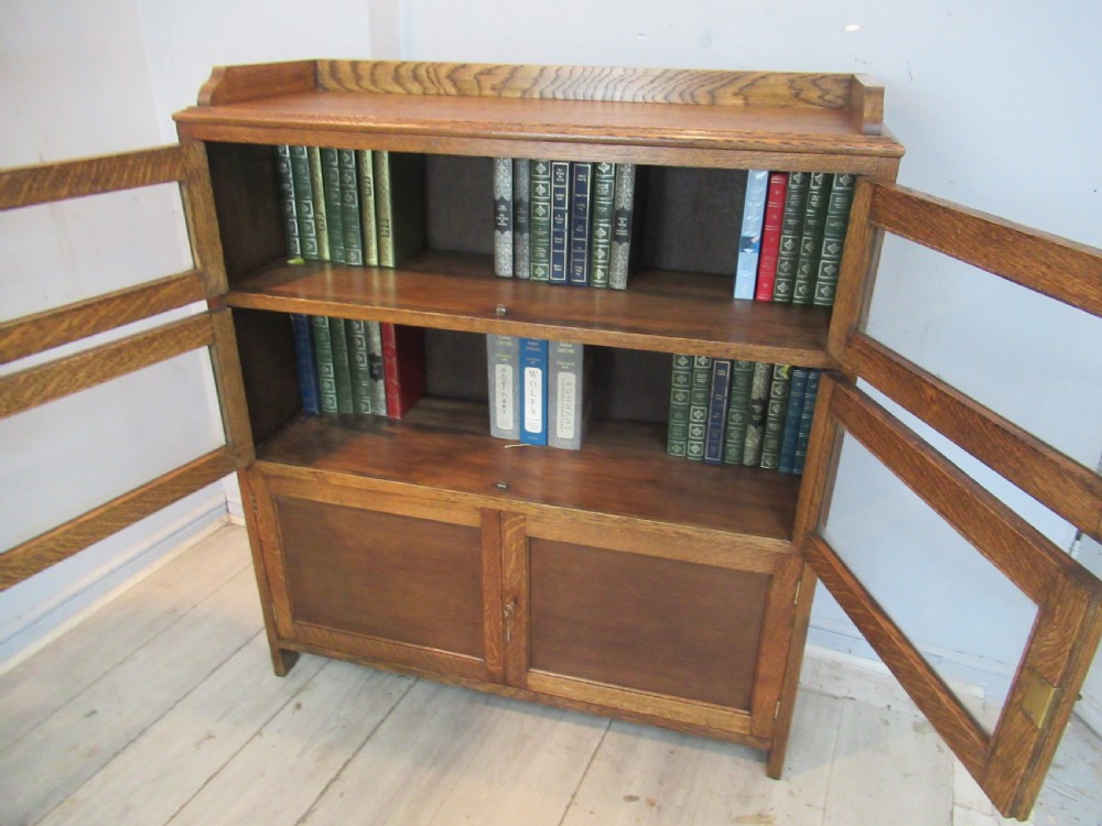 Oak  four glass and two panel doors bookcase View VII