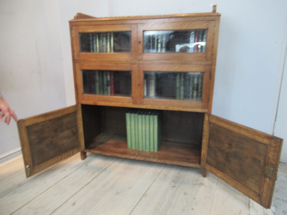 Oak  four glass and two panel doors bookcase View VIII