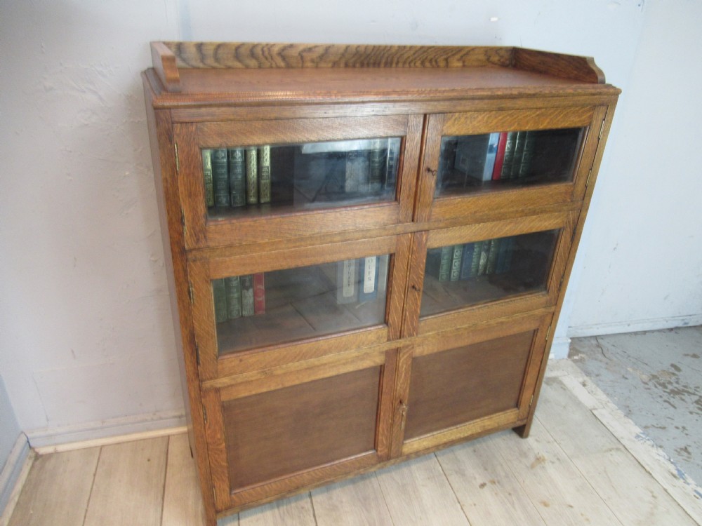 Oak  four glass and two panel doors bookcase View X
