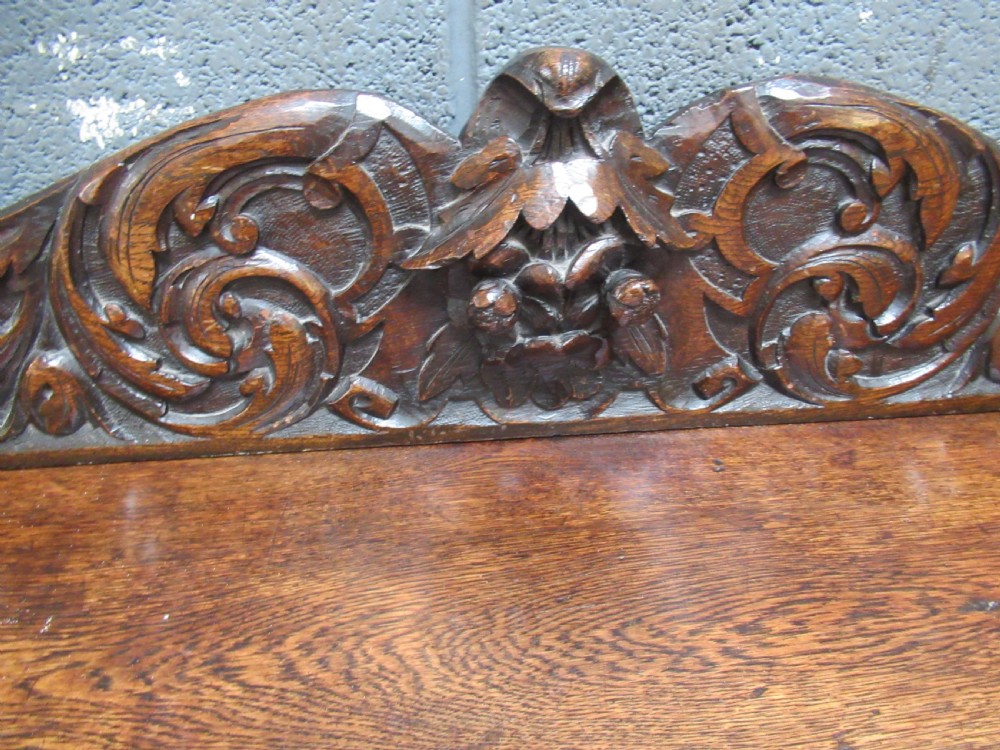 Victorian period   carved oak bench seat View VII