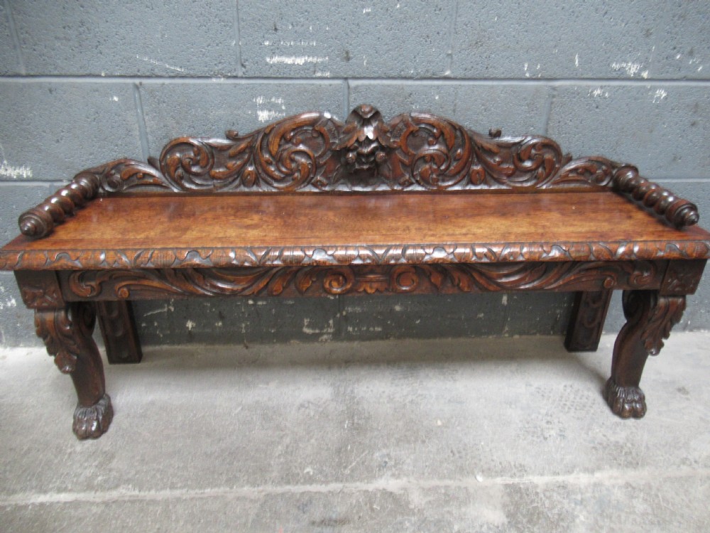 Victorian period   carved oak bench seat View XI
