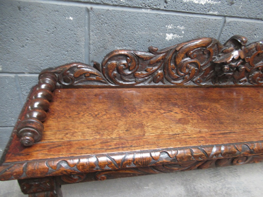 Victorian period   carved oak bench seat View VI