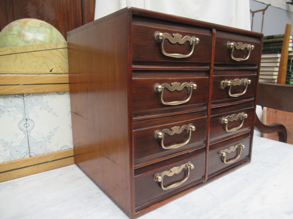 Small size late Victorian mahogany eight drawer chest