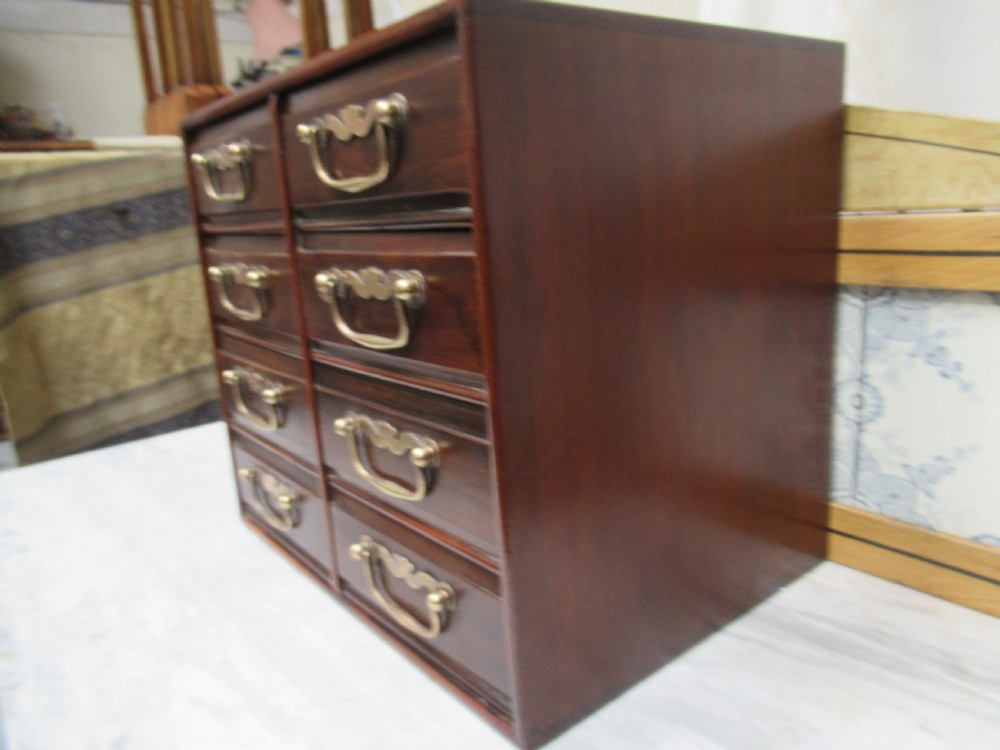 Small size late Victorian mahogany eight drawer chest View IV