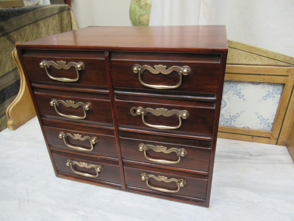 Small size late Victorian mahogany eight drawer chest View V