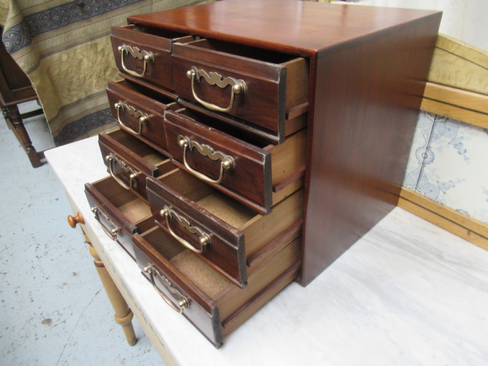 Small size late Victorian mahogany eight drawer chest View VIII