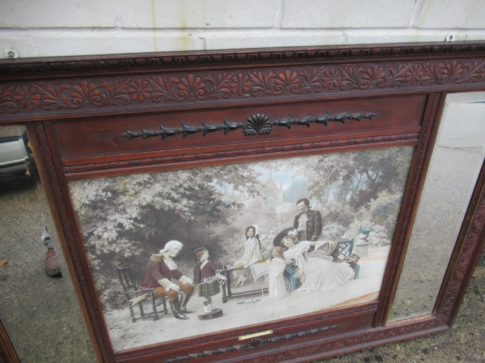 Decorative oak framed over mantle or wall mirror. View VI