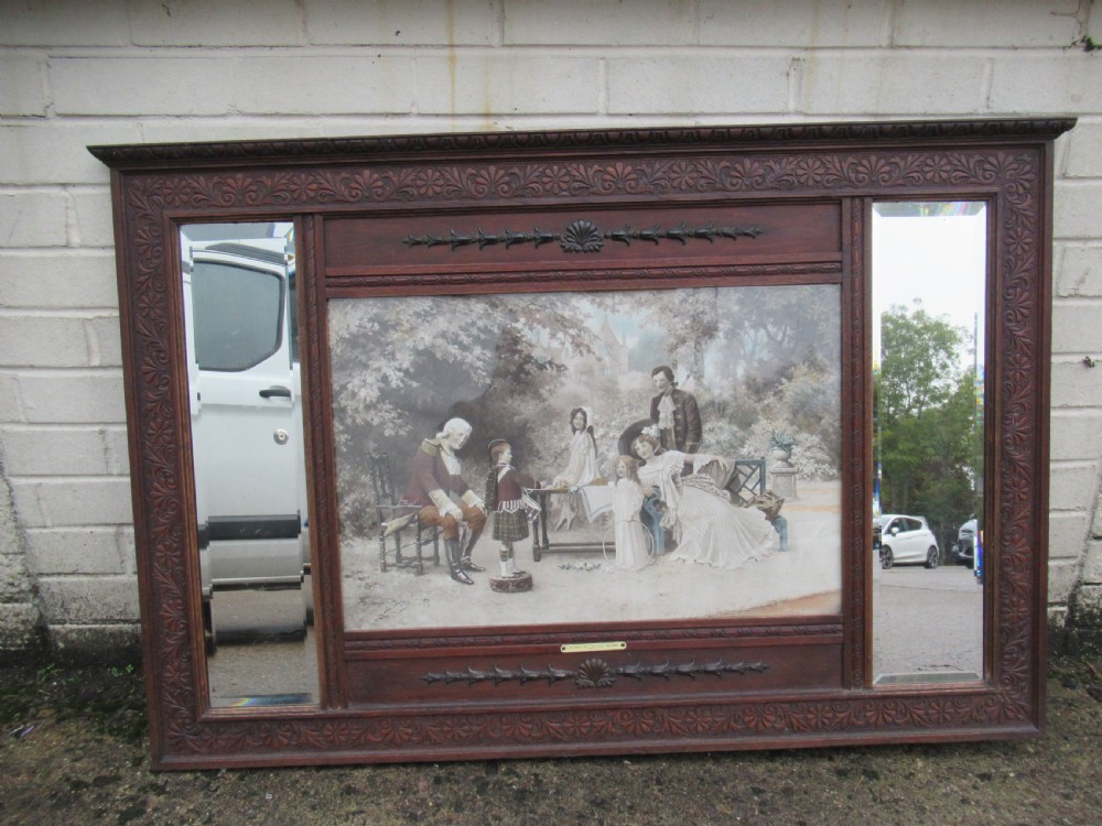 Decorative oak framed over mantle or wall mirror. View VII