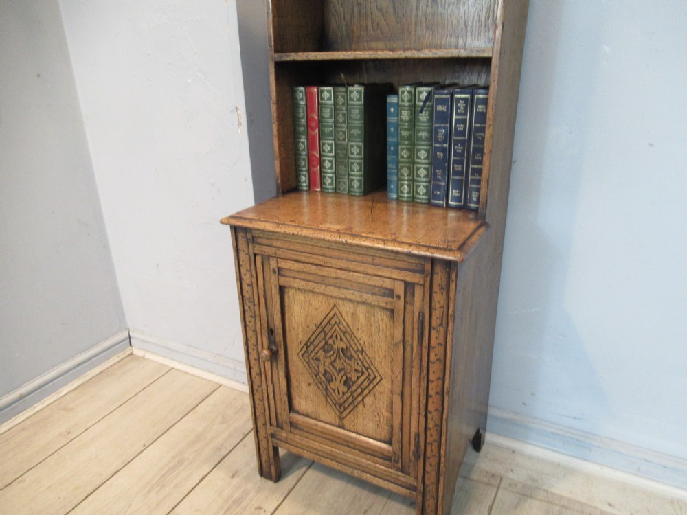 Slim size light oak open bookcase in the antique style  View XI