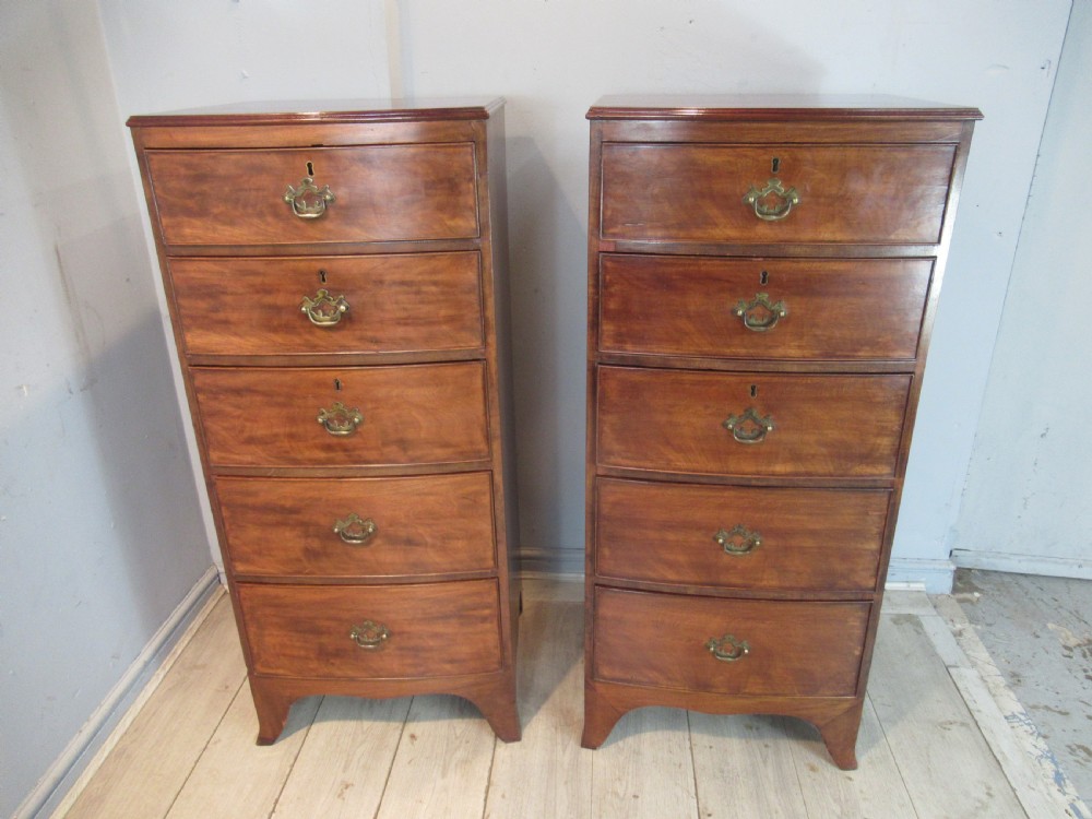 Pair of mahogany bow front chests of drawers