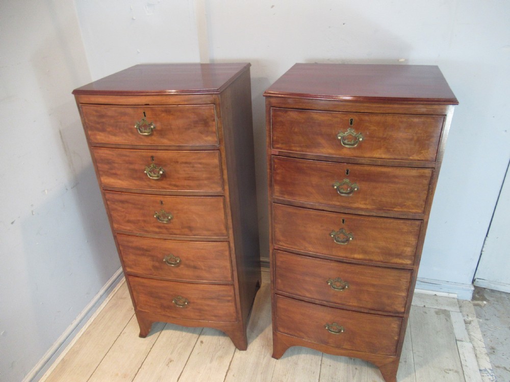 Pair of mahogany bow front chests of drawers View II