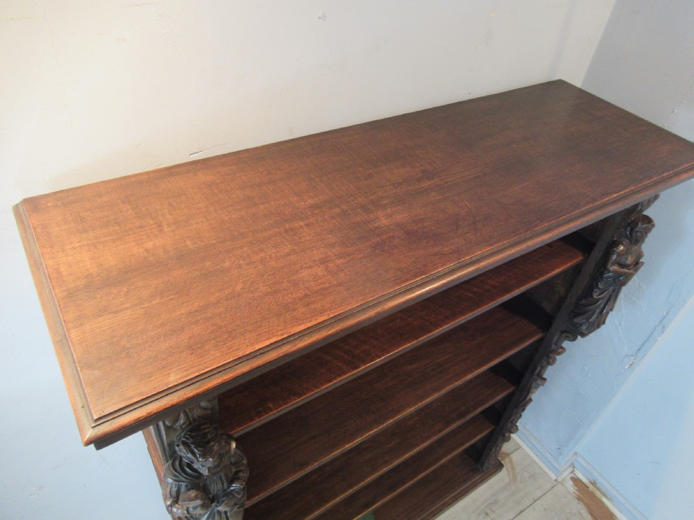 Victorian period  carved oak  open bookcase View VII