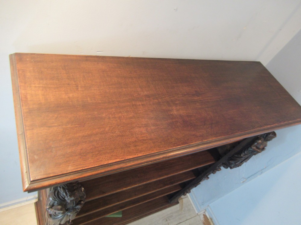 Victorian period  carved oak  open bookcase View VIII