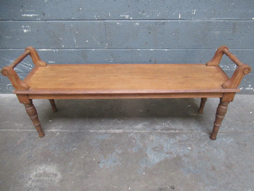 Victorian long oak bench seat  View IX