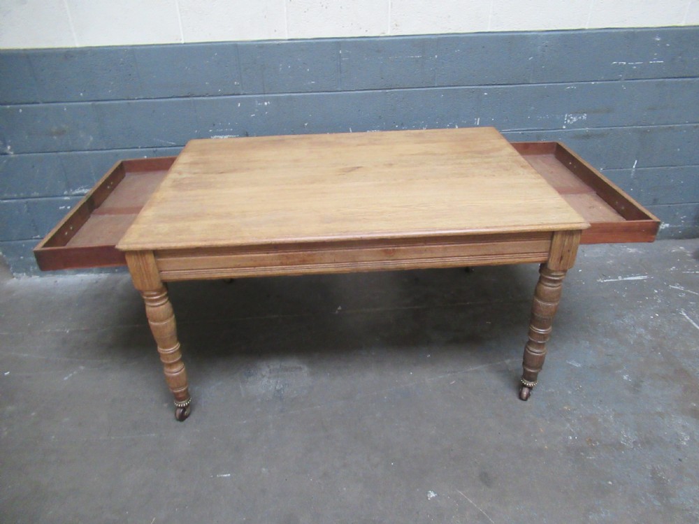 Victorian light oak dining or work  table