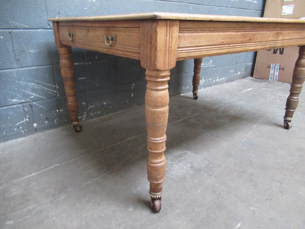 Victorian light oak dining or work  table View III