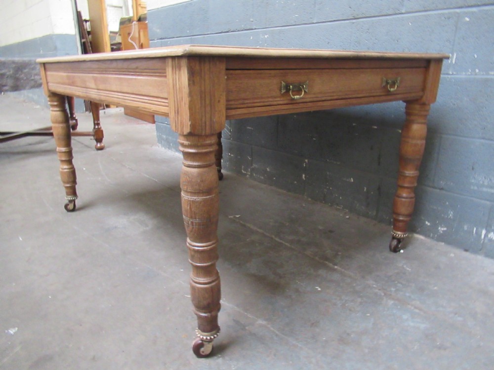 Victorian light oak dining or work  table View IV