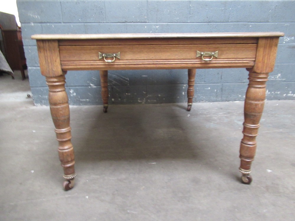 Victorian light oak dining or work  table View VI