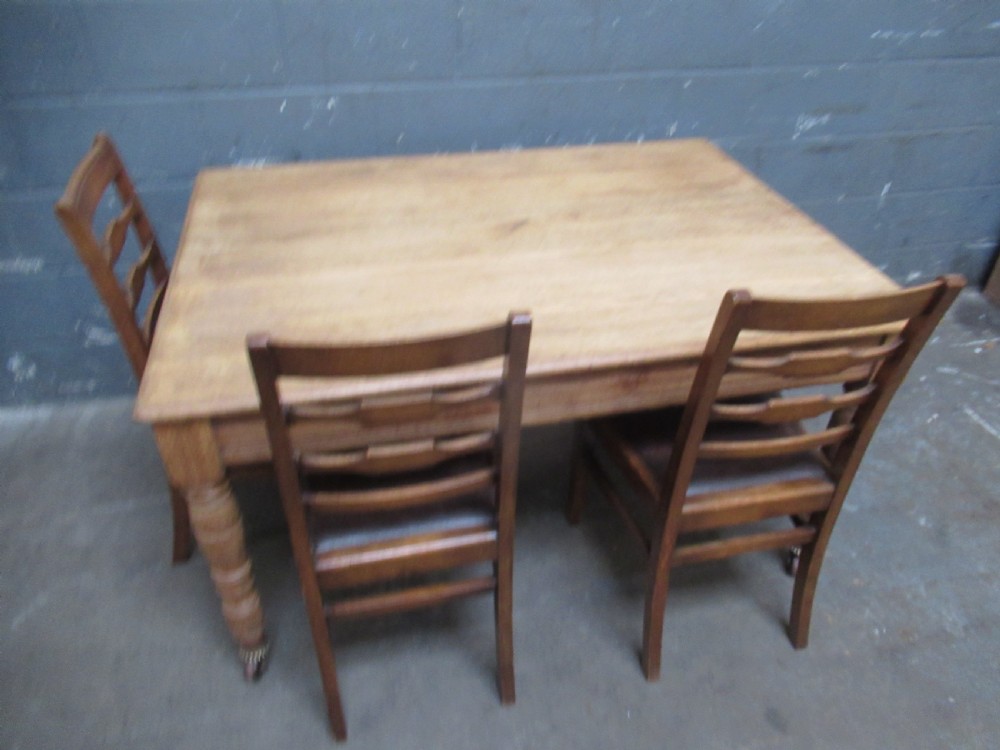 Victorian light oak dining or work  table View XI