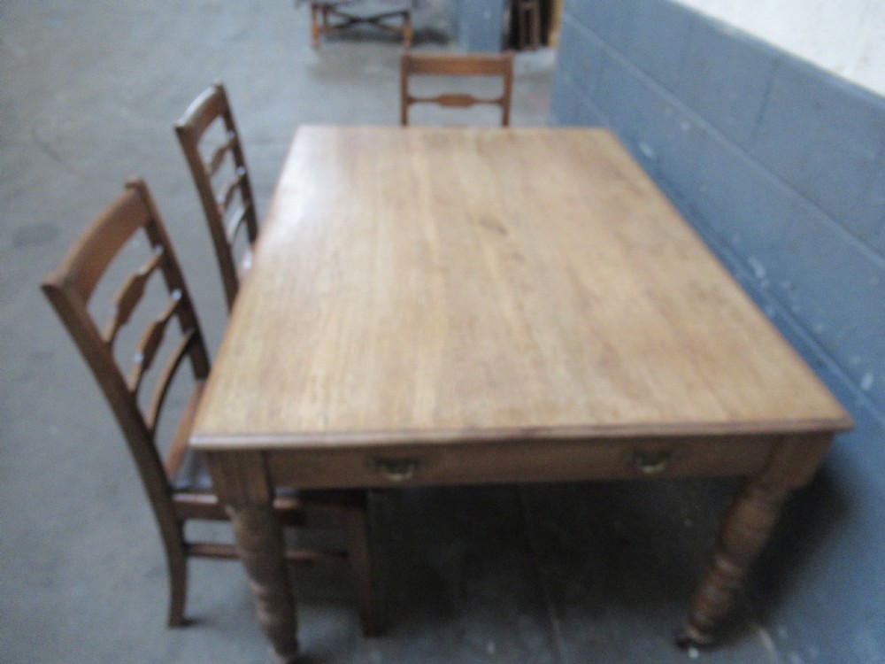 Victorian light oak dining or work  table View XII