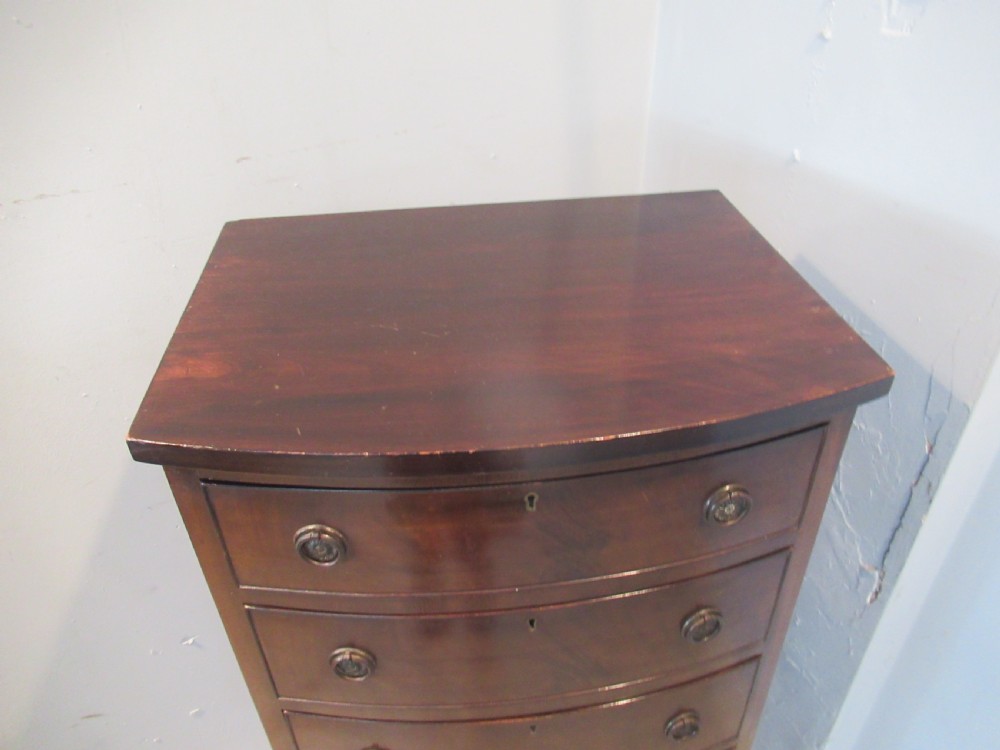 Tall   slim size  mahogany bow front chest of drawers  View II