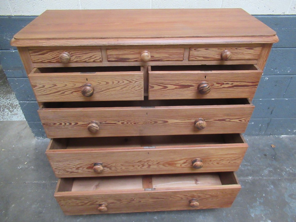 Victorian  1880s pitch pine chest of drawers View XII