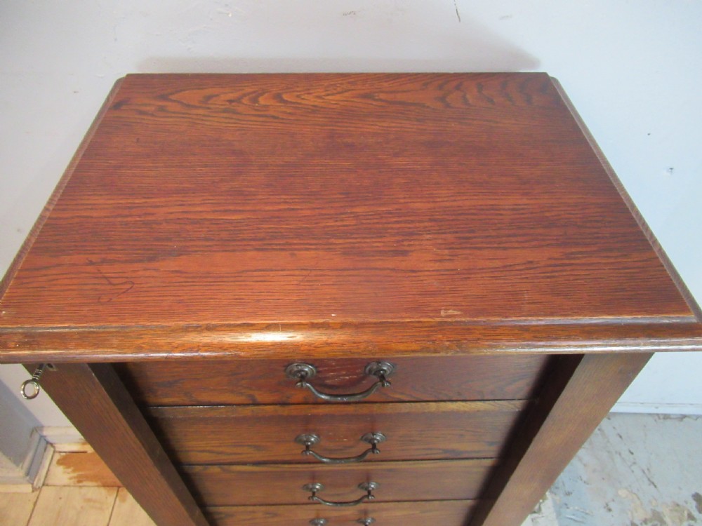 Edwardian period oak  Wellington chest of drawers View X