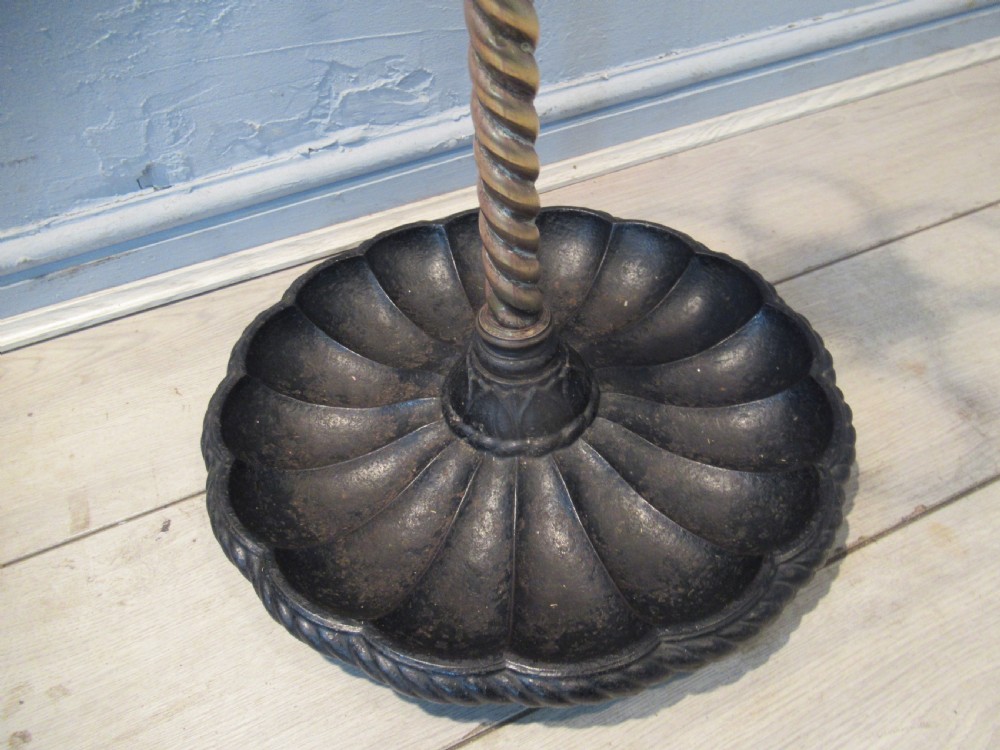 Victorian cast iron and brass walking  stick holder View II