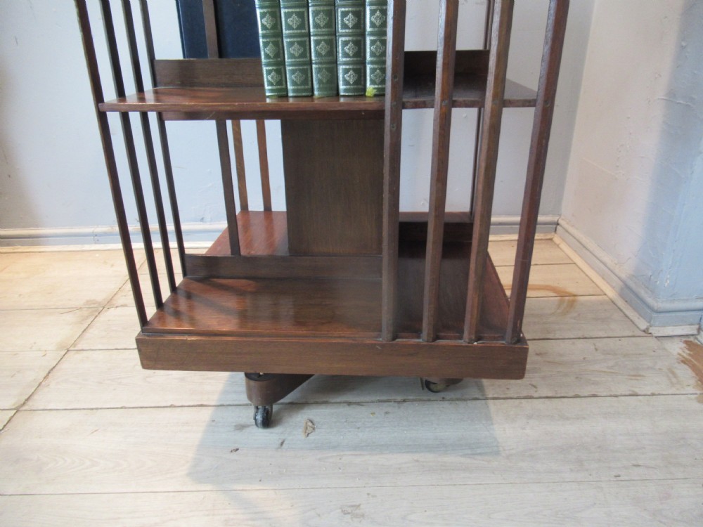 Large Edwardian  oak revolving bookcase View VII