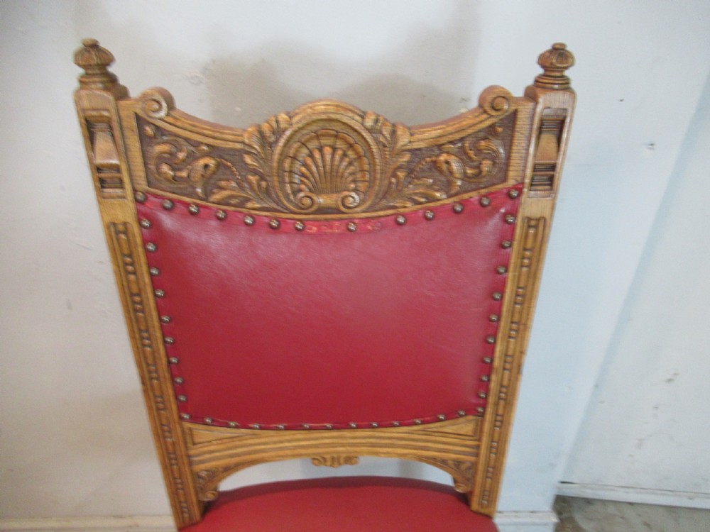 Set of six light oak Victorian dining chairs View IV