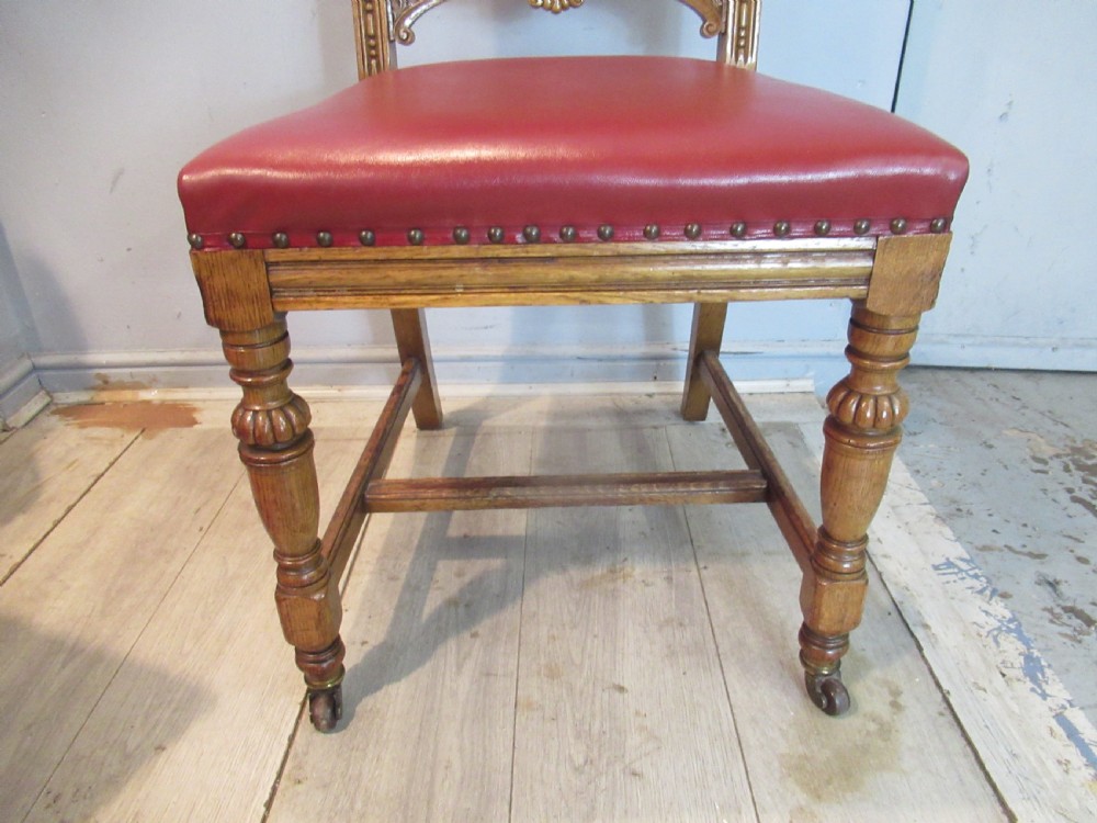 Set of six light oak Victorian dining chairs View VI
