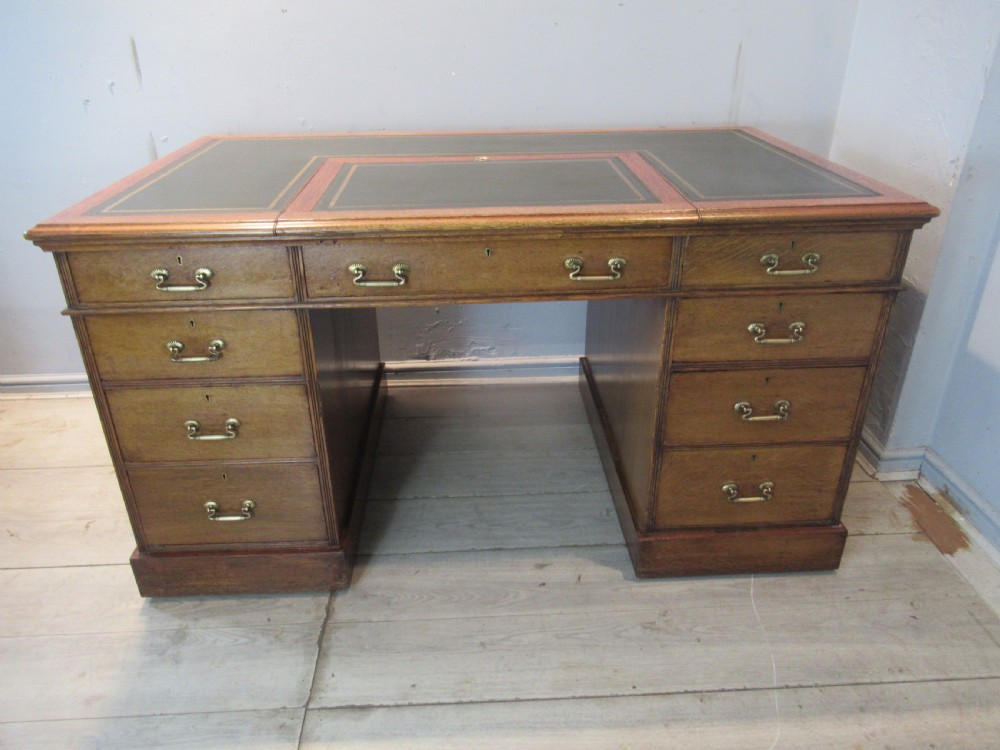 Late Victorian  oak knee hole   desk View V