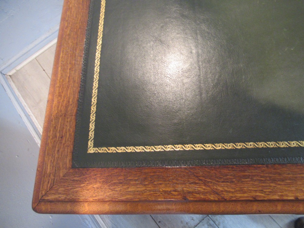 Late Victorian  oak knee hole   desk View IX