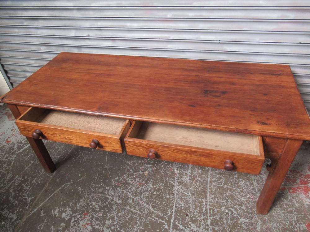 Late Victorian pitch pine dining or side table  View X