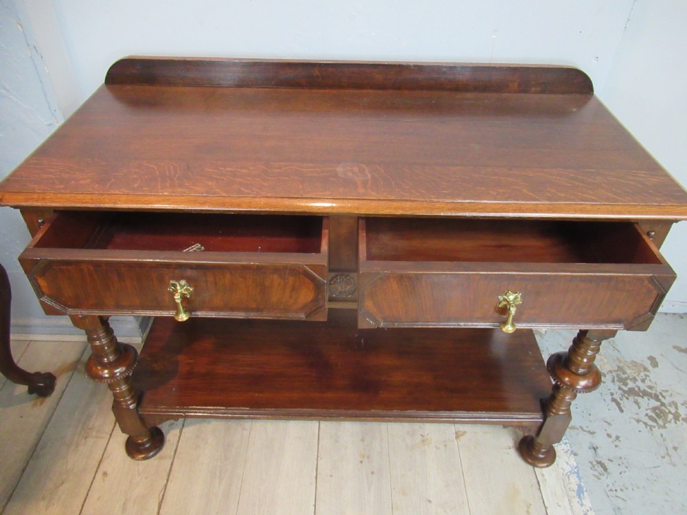 Oak two drawer  side table  View VII