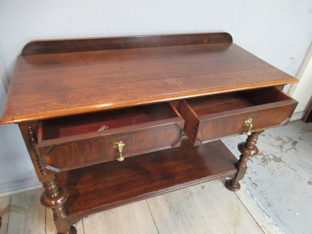 Oak two drawer  side table  View VIII