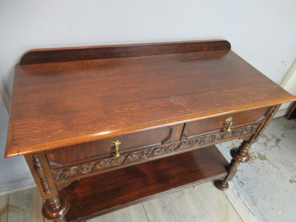Oak two drawer  side table  View IX