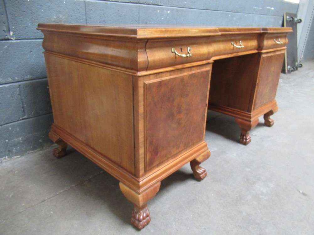 Walnut and burr walnut knee hole desk  View III