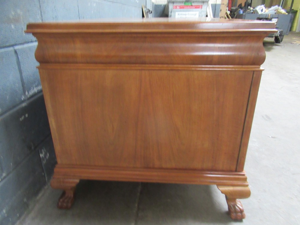 Walnut and burr walnut knee hole desk  View V