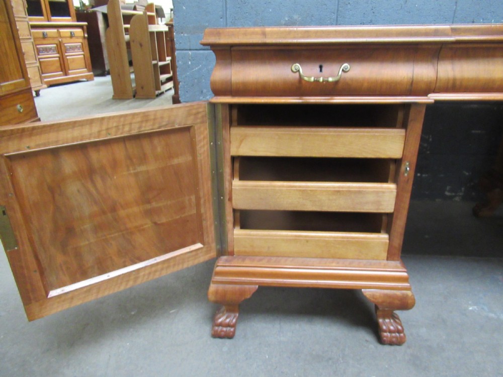 Walnut and burr walnut knee hole desk  View XII