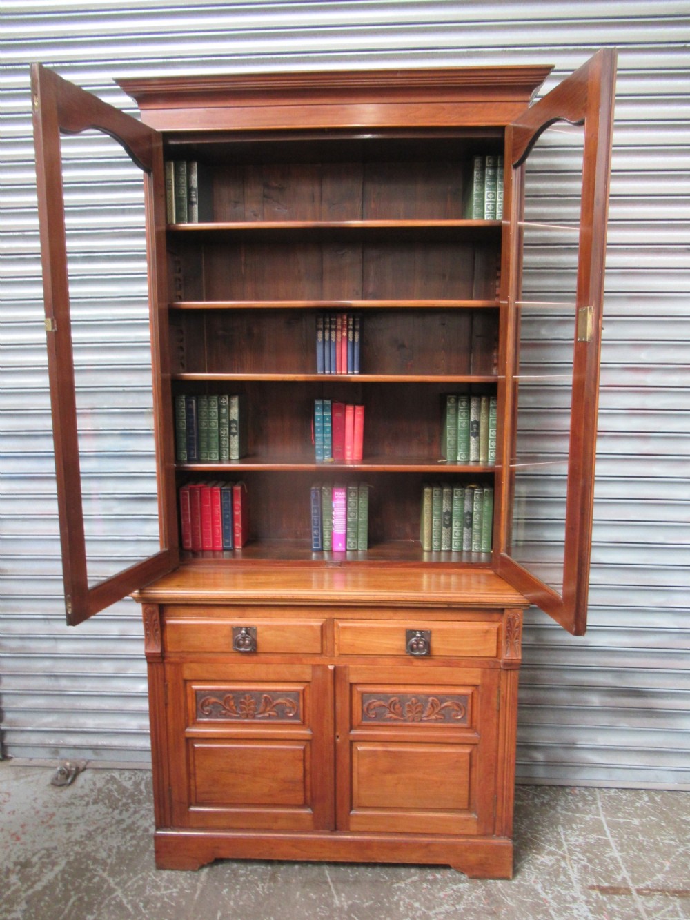 Edwardian  walnut cupboard bookcase 
