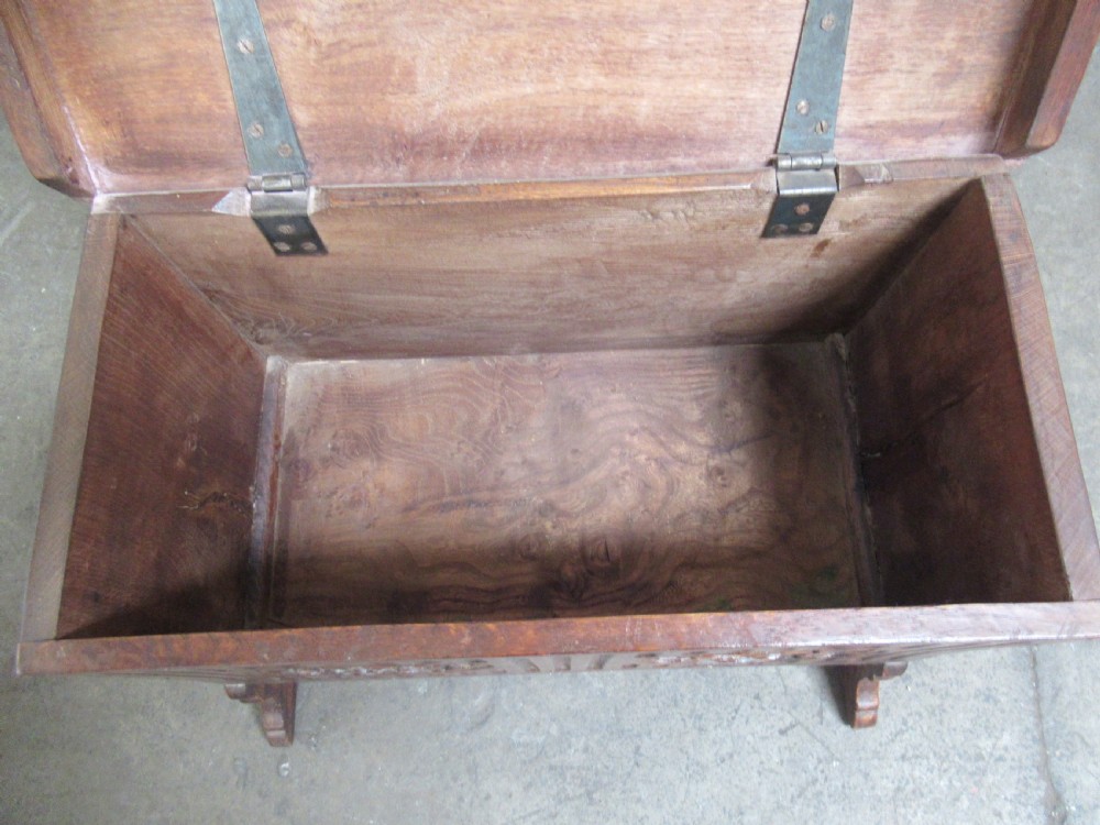 Small  size   19th century   oak kist ,  lid box View X
