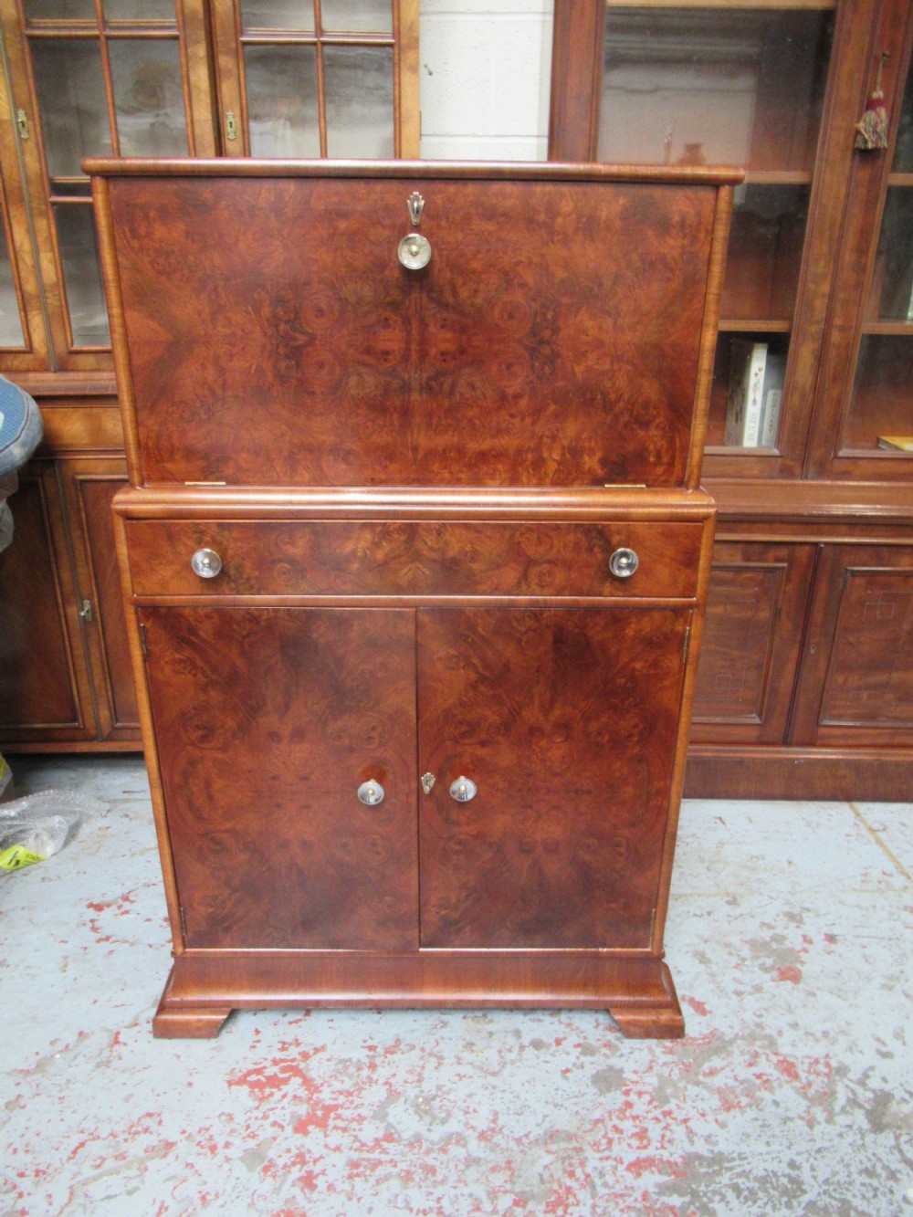Art    deco period  burr walnut drinks cabinet 