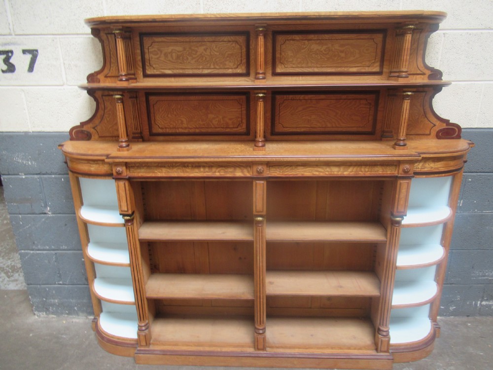 Victorian Ash and mahogany   open bookcase